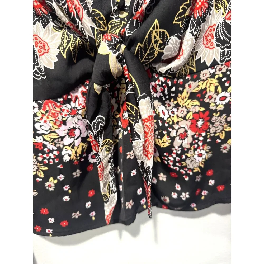 Free People Y2K blouse cropped top floral whimsy goth bohemian casual women S